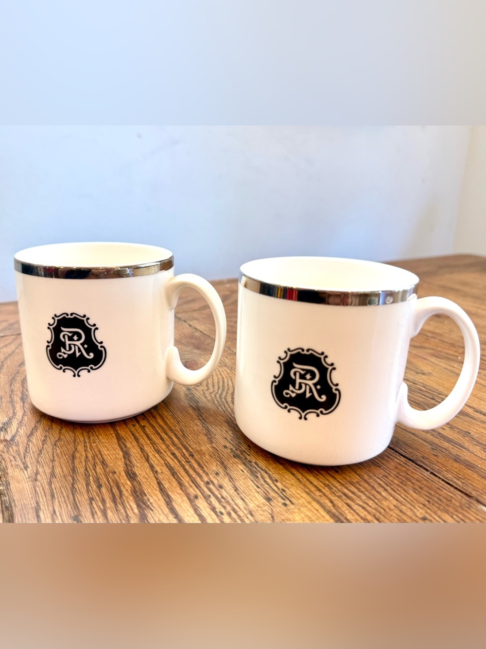 St. Regis Beijing Mugs Set of Two Porcelain Coffee Tea Luxury Hotel White Cups